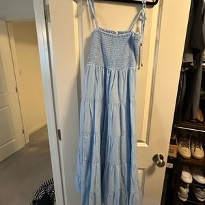 Light Blue Smocked Maxi Dress